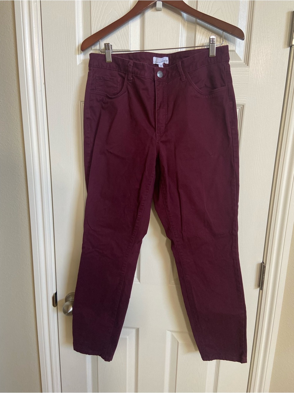 LOFT Straight Leg Jeans in Deep Burgundy